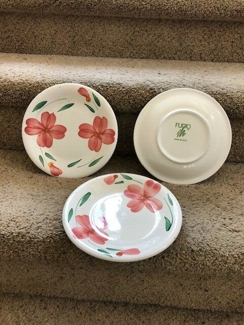 LOT of 3 ~ FURIO  Floral Plates (Made In Italy) 7.75