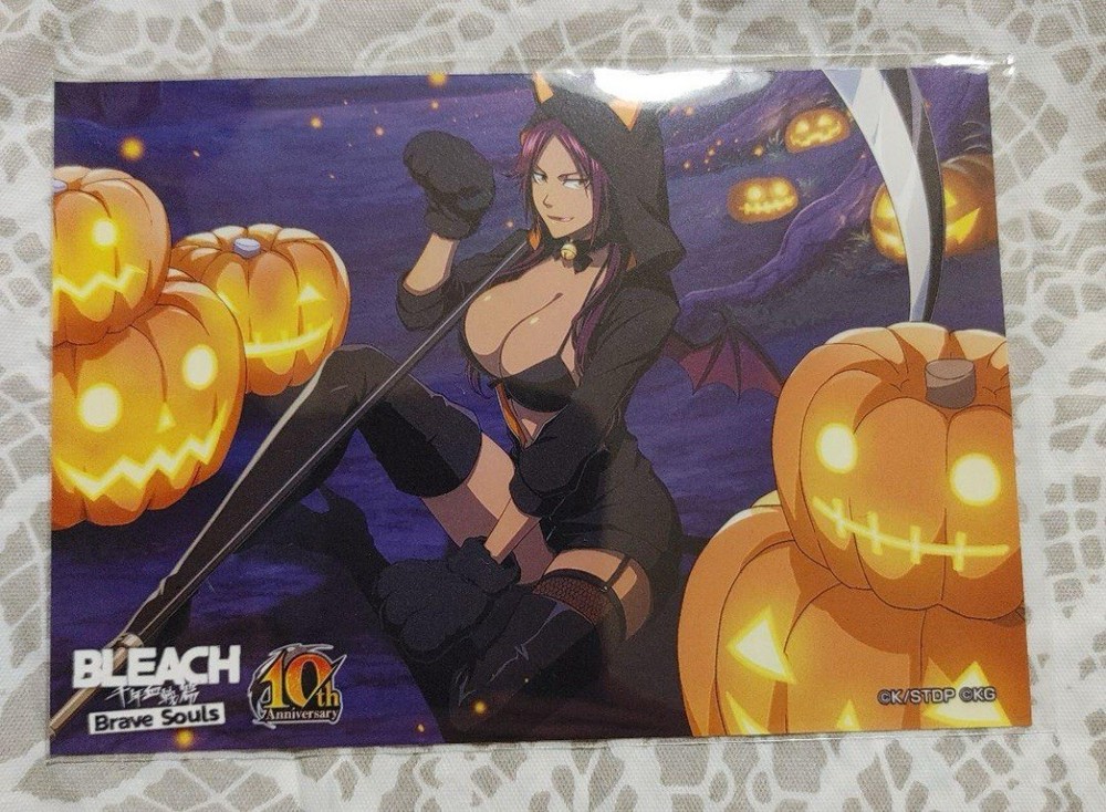Yoruichi Bleach Brave Souls 10th Bromide Art Card 2025 Halloween Cat Bikini