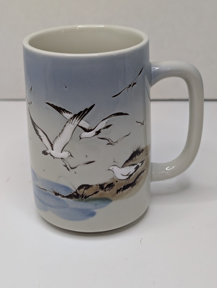 Vintage Otagiri Japan Seagull Ocean Coffee Mug Coastal Beach Birds Ceramic Cup