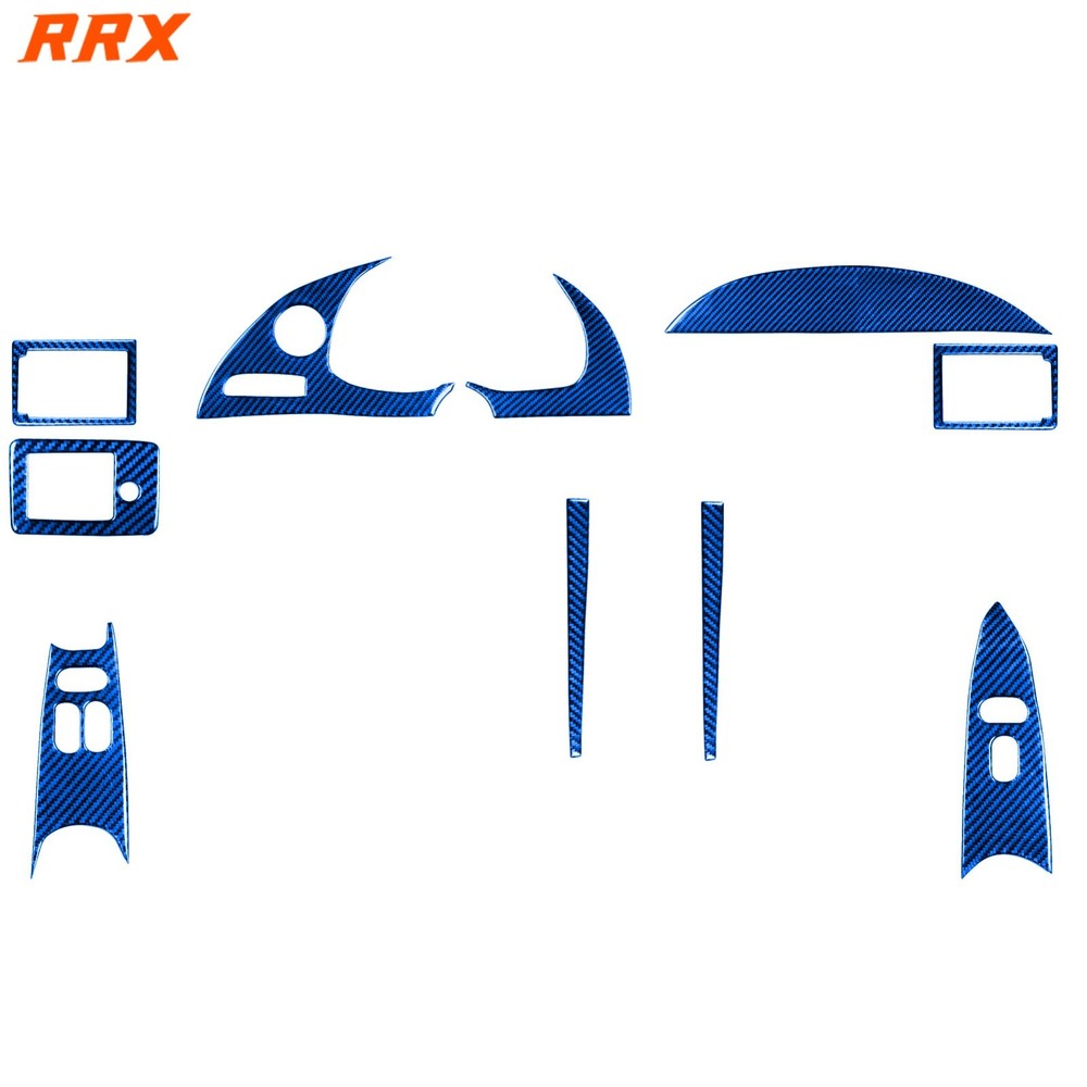 10Pcs Blue Carbon Fiber Full Interior Dash Trim Kits For Ford Mustang 1996-2003