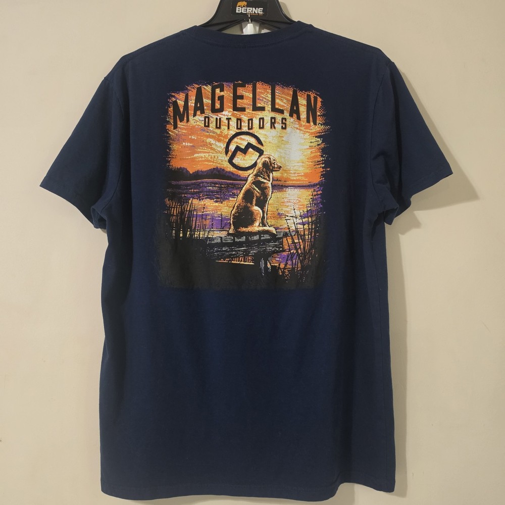 Magellan Outdoors Men's XL Graphic print T-shirt Cotton blend short sleeve Blue