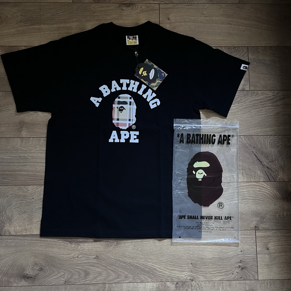 BAPE A Bathing Ape Black Small Ape Head T-Shirt Black Size M New w/ Tags