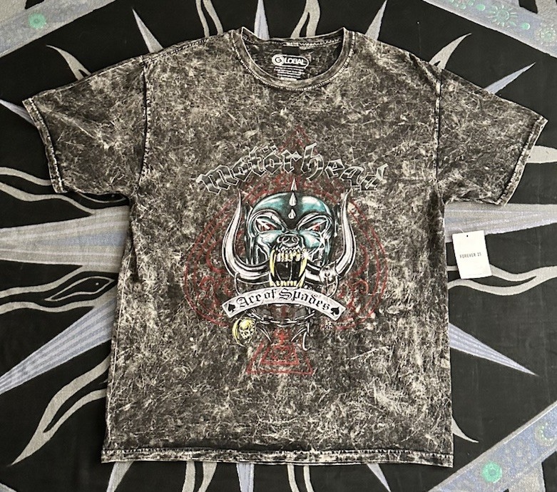 NWT Motörhead Ace Of Spades 2022 Mens Size M Medium Gray Acid Wash Band T Shirt