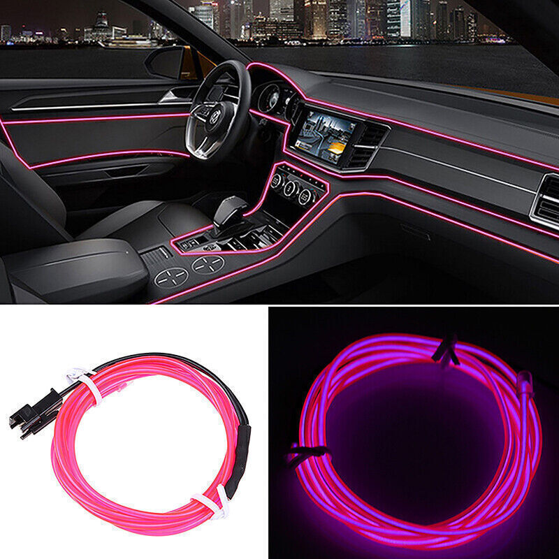 Car Interior Atmosphere EL Wire Neon String Strip Light Rope Tube Lamp