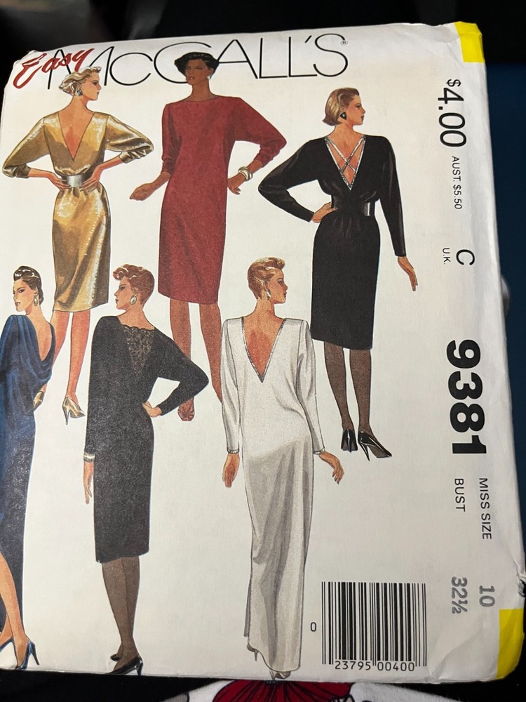 McCall's Sewing Pattern-#9381-Misses' dressy Dress 5 styles-size 10 uncut ff