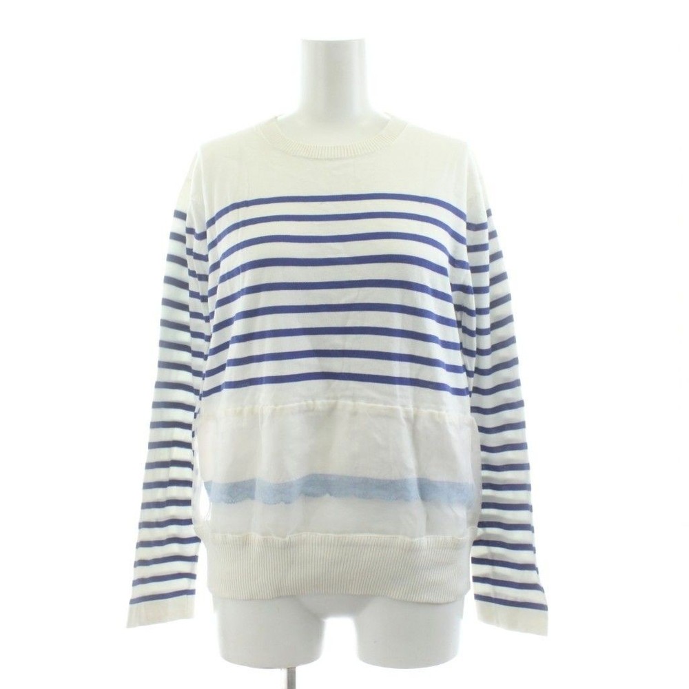 Sacai Luck Women's Knit Top Border Sheer Lace Cotton Size 2 Excellent