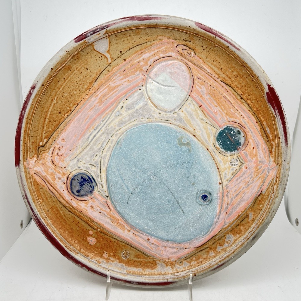 Claudia Dunaway Pottery Art Plate Abstract Stoneware Signed 2008 10.75”D
