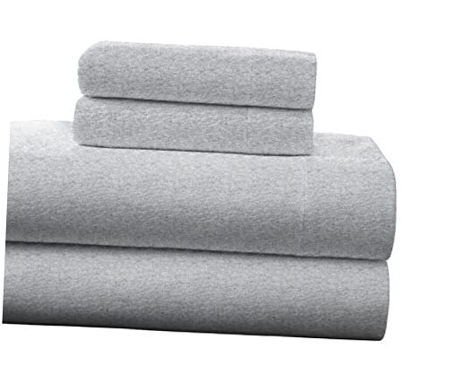 Heavy Weight Flannel Cotton Sheet Set, Twin, Heather Gray