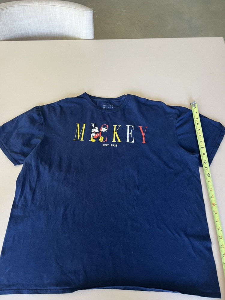 Disney Mickey Mouse T-shirt Adult 2XL Blue Short Sleeve 100% Cotton