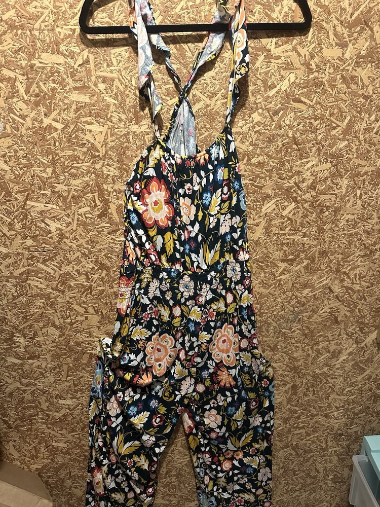 Loft Beach Floral Sleeveless Jumpsuit Size S