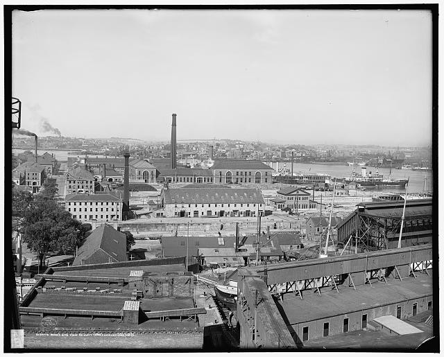 Photo:Bird's eye view of Navy Yard, Charlestown, Mass.