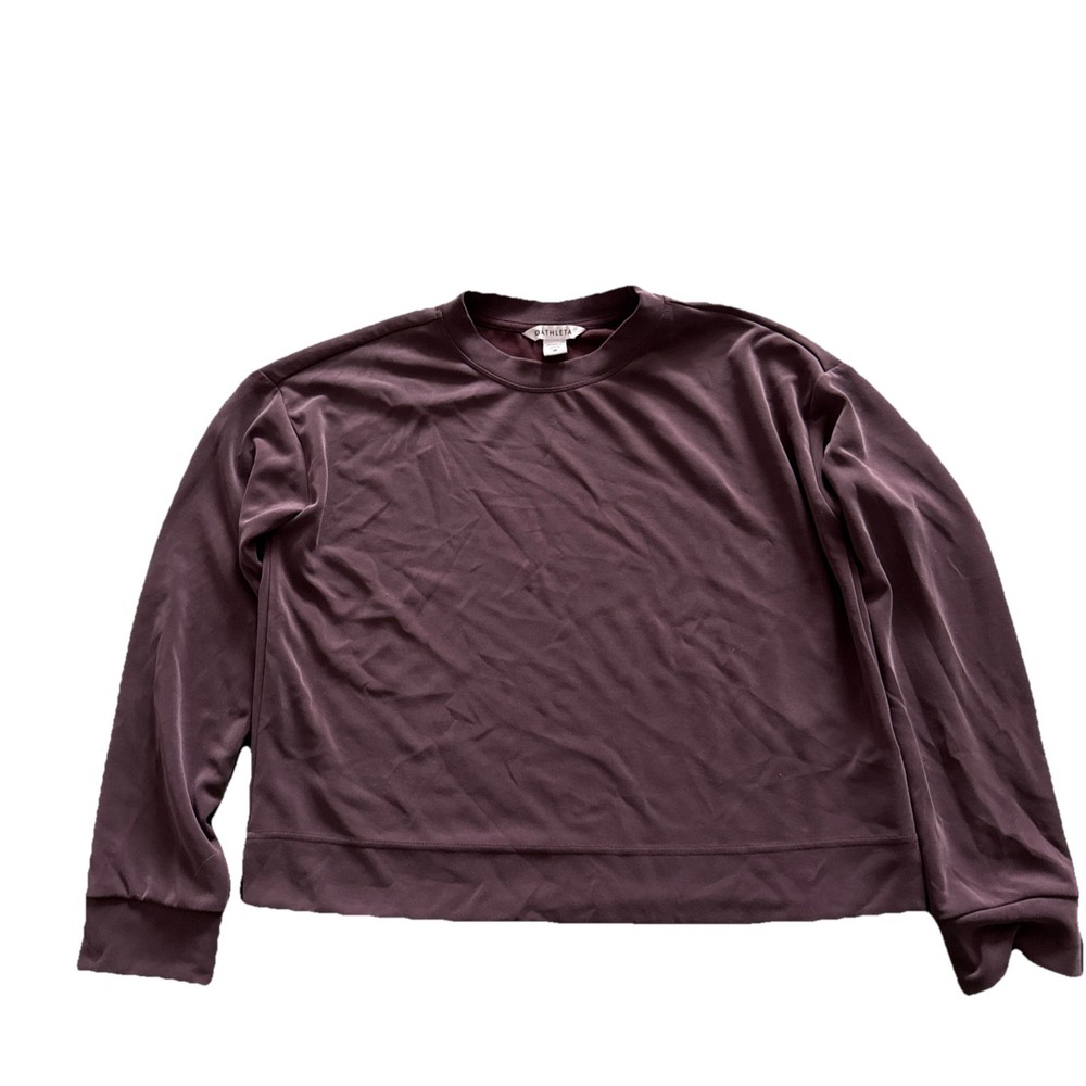 Athleta Seasoft Crewneck Sweatshirt Size Medium Plum Relaxed Fit Athleisure