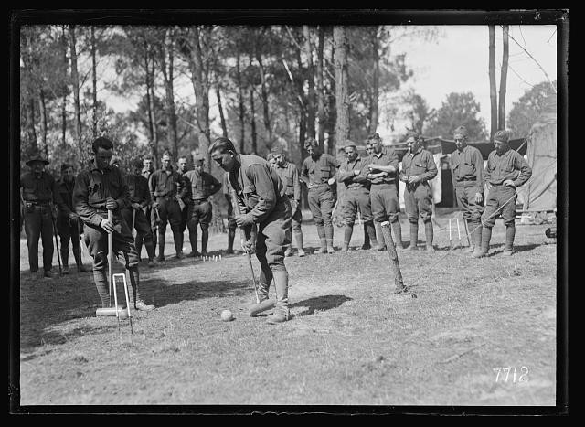 Blois France 1918 WWI Shell Shock Soldiers Croquet Red Cross Forest Therapy