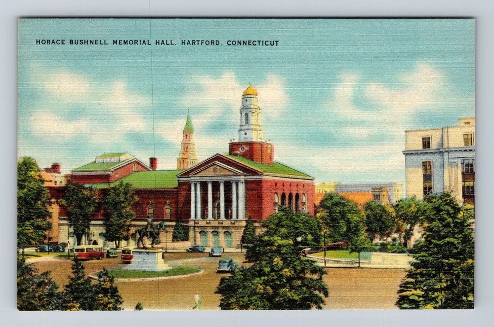 Hartford CT-Connecticut, Horace Bushnell Memorial Hall, Vintage Postcard