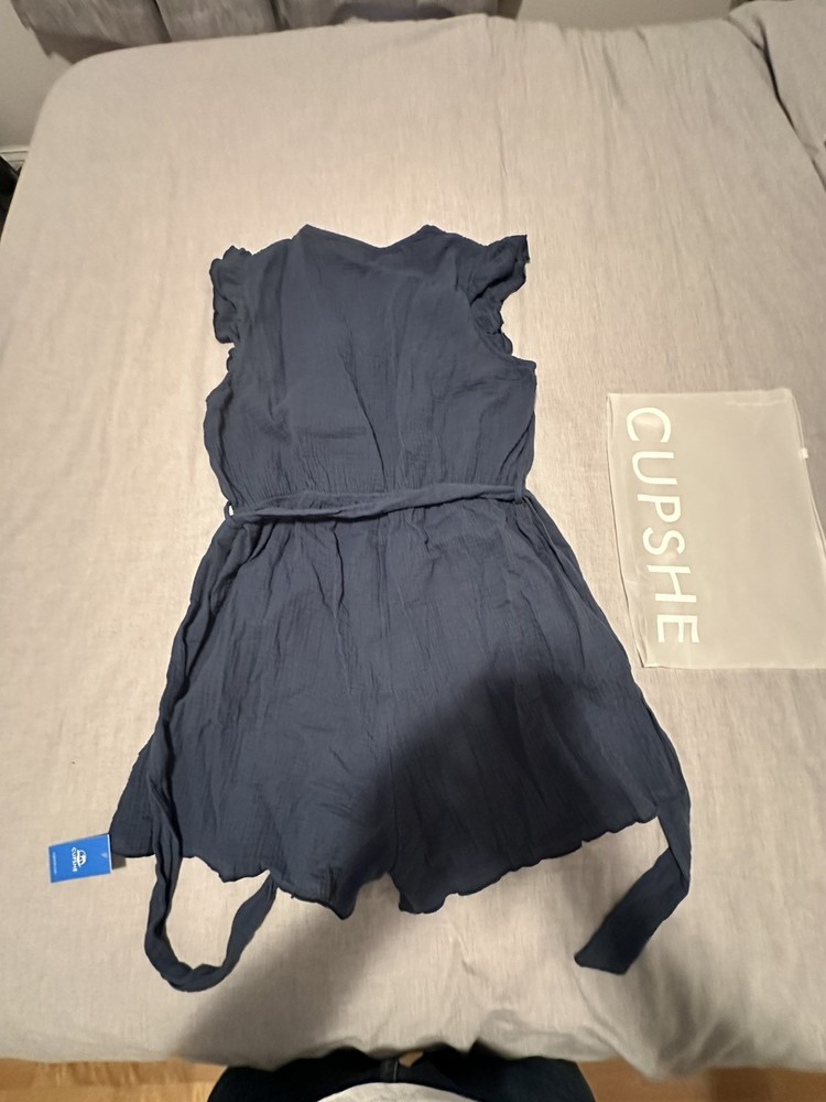 Nwt Cupshe Women's Solid Blue Sleeveless Romper Size Large