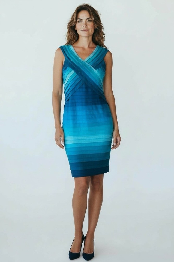 COLLEEN LOPEZ Blue Ombré Bandage Dress Medium NWT Bodycon Resort Evening