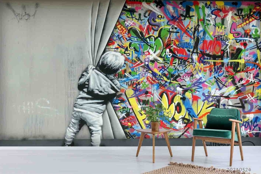 3D Boy Graffiti Art Wall Murals Wallpaper Murals Wall Sticker