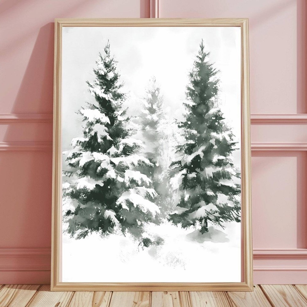 Winter Tree Snowy Wall Art Tree Print Snowy Painting Prints Classical Christmas