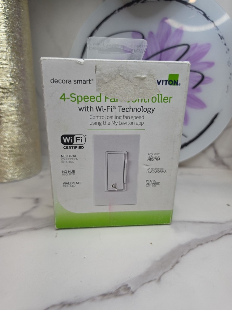 Leviton Decora Smart 4-Speed Ceiling Fan Controller Wi-Fi DW4SF-1RW New