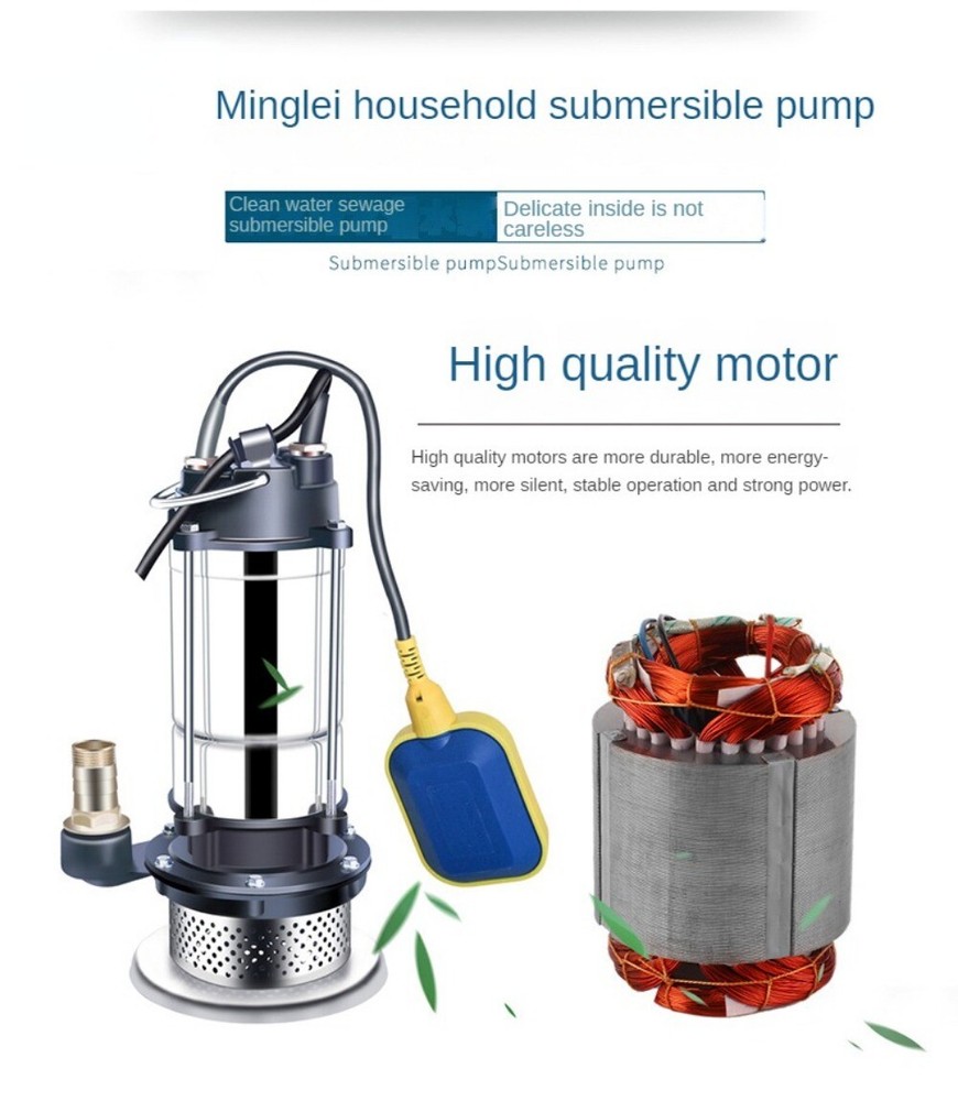 Stainless Steel Float Submersible Pump 220V High Head Water Pump Household 750W