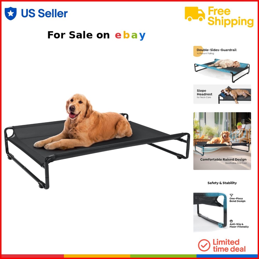 Outdoor Elevated Cooling Dog Bed Large Raised Pet Cot with Washable Breathable Mesh