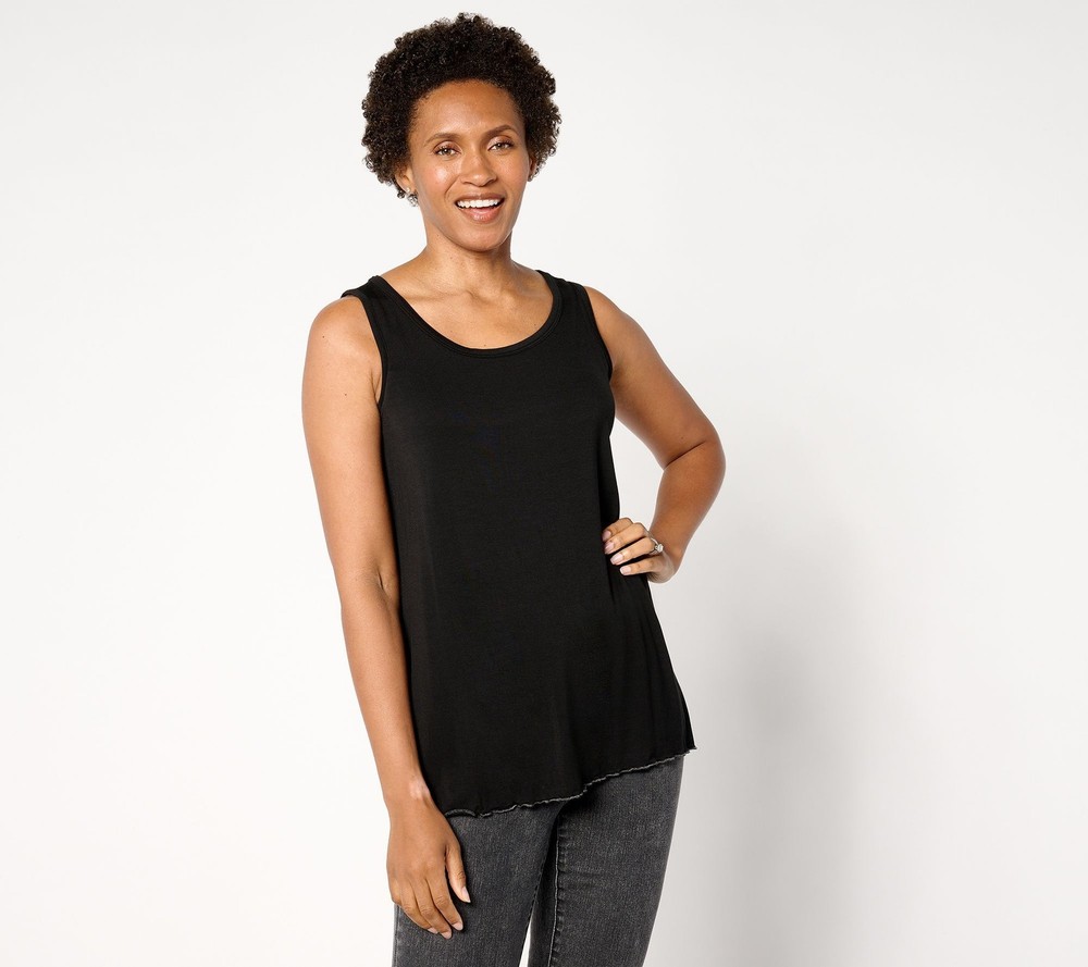 LOGO Layers by Lori Goldstein Women's Top Sz 2XS (XXS) Scoop Neck Black A659748