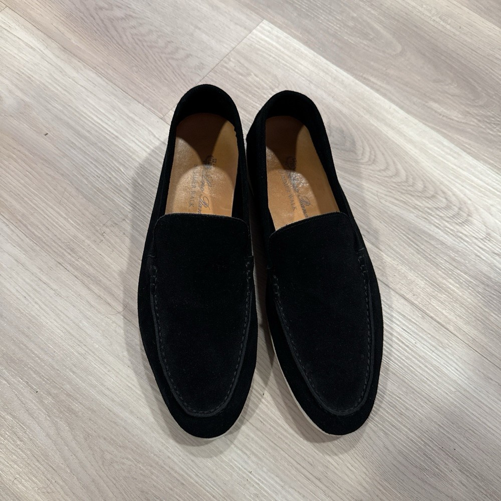 Loro Piana Black Suede Lofers Men's Shoes
