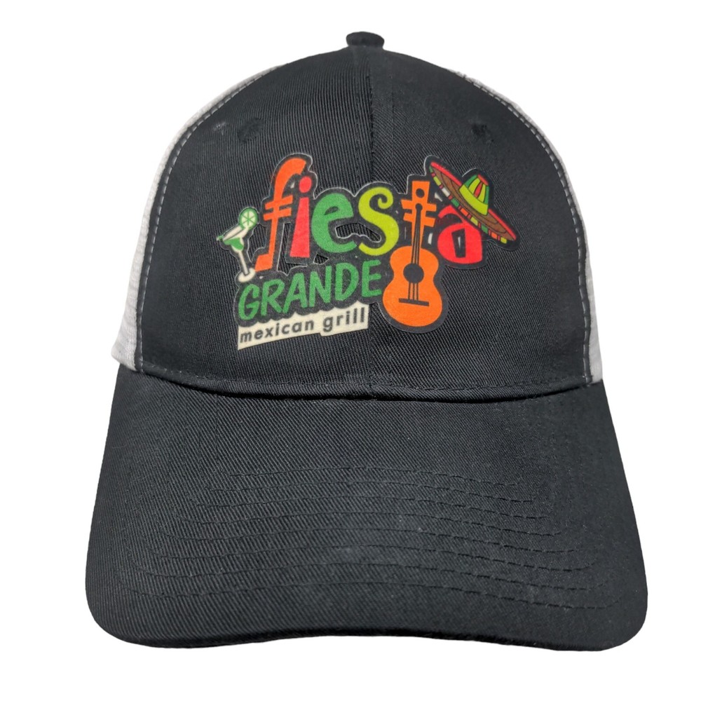 Fiesta Grande Mexican Grill Snapback Hat One Size Black Mesh Back Vent Holes