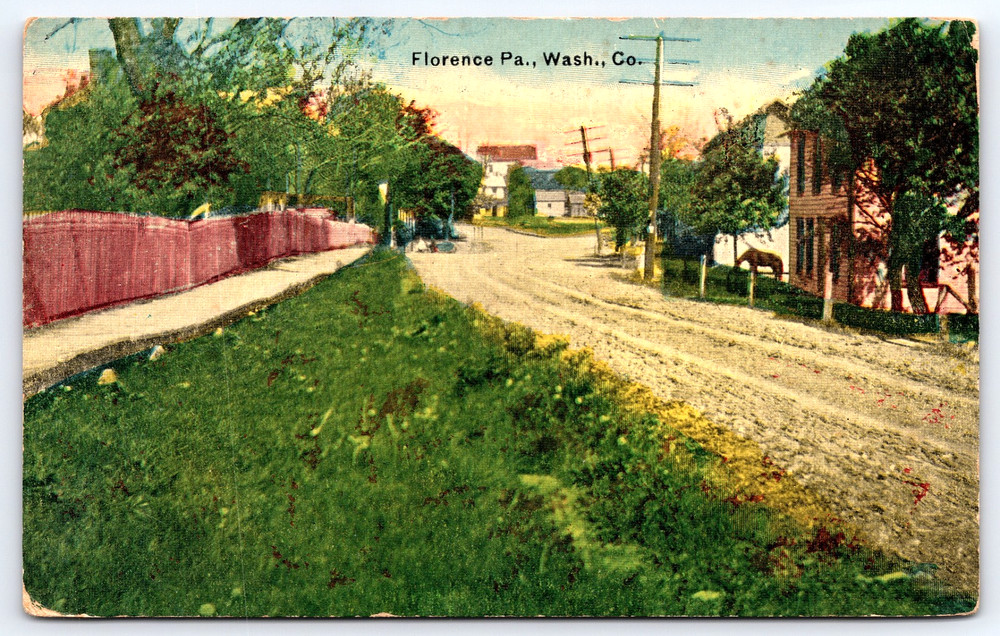 Florence Pennsylvania Homes Road Horse Jeweler Advertisement Vintage Postcard