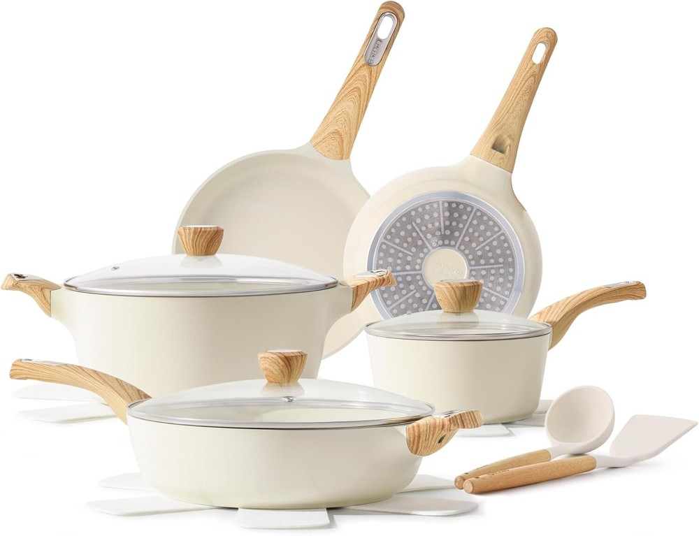 SENSARTE 14-Piece Ceramic Non-Stick Cookware Set for Induction