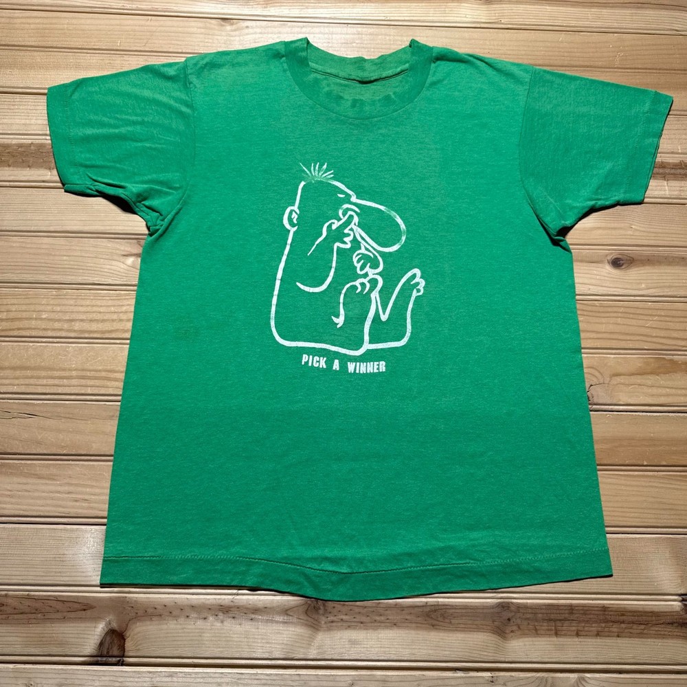 Vintage 70s Pick A Winner Nose Picker Humor Funny Novelty Graphic T-Shirt Medium