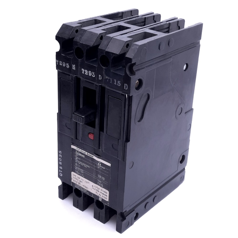 Siemens E43B040 ITE Circuit Breaker, 3-Pole, 40A, 240/480VAC, 3-Phase, Bolt-On