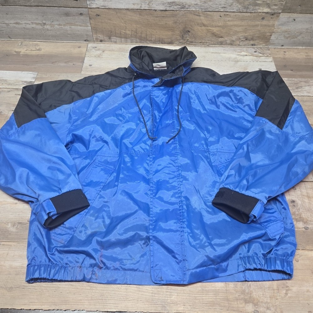 Vintage 90s Marlboro Unlimited Blue Black Mens M Packable Windbreaker Jacket
