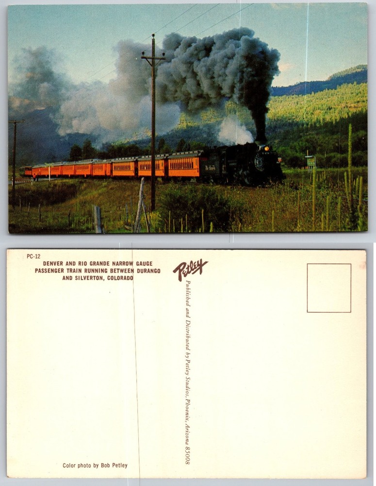 D&RGW Durango Silverton Narrow Gauge Train Petley Colorado Postcard