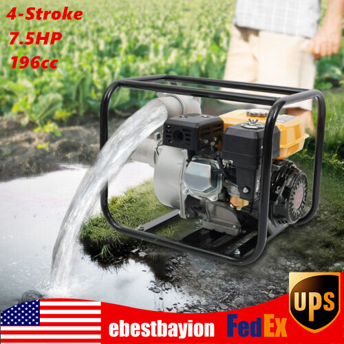 7.5HP 196cc Gasoline powered Water Pump 4-stroke Engine Water Transfer Pump