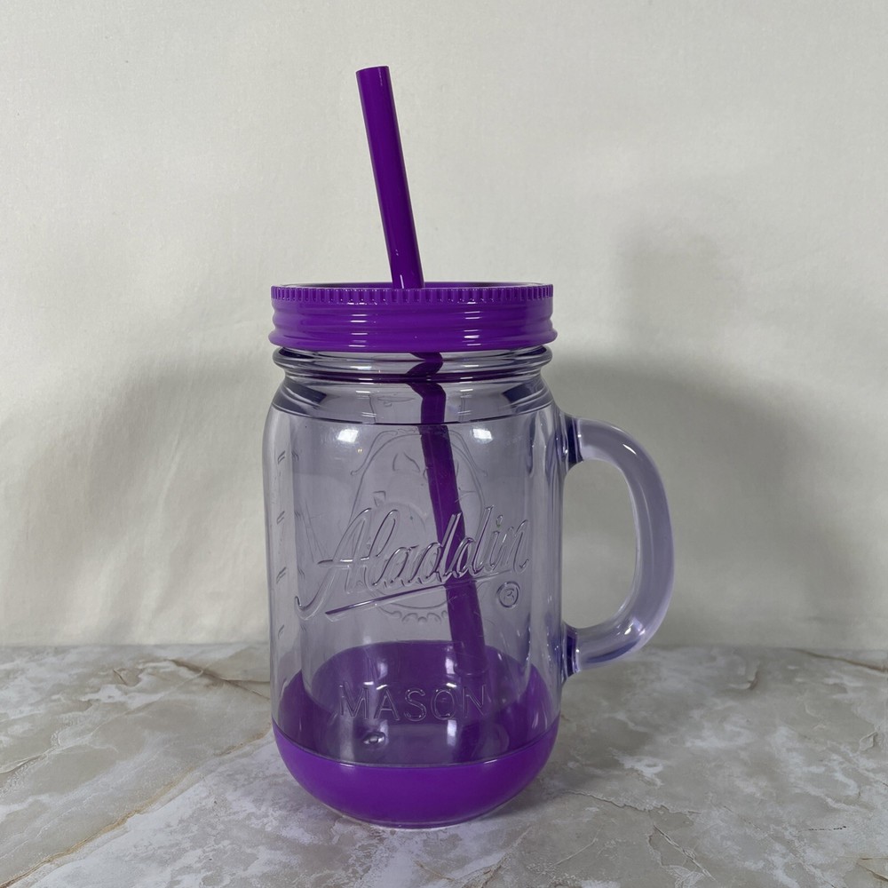 Aladdin 20oz Mason Jar Clear Purple with Lid and Straw