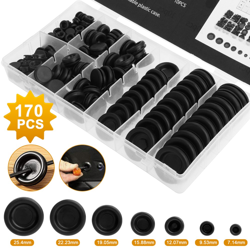 170pcs Rubber Grommet Assortment Kit Set Firewall Hole Electrical Wiring Gasket