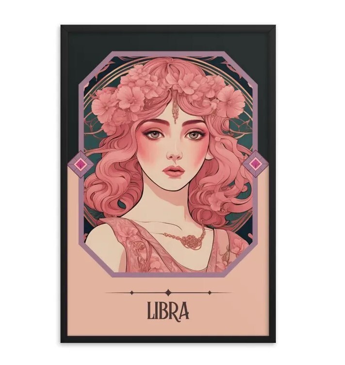 Libra Zodiac Art Nouveau Tarot Woman Print