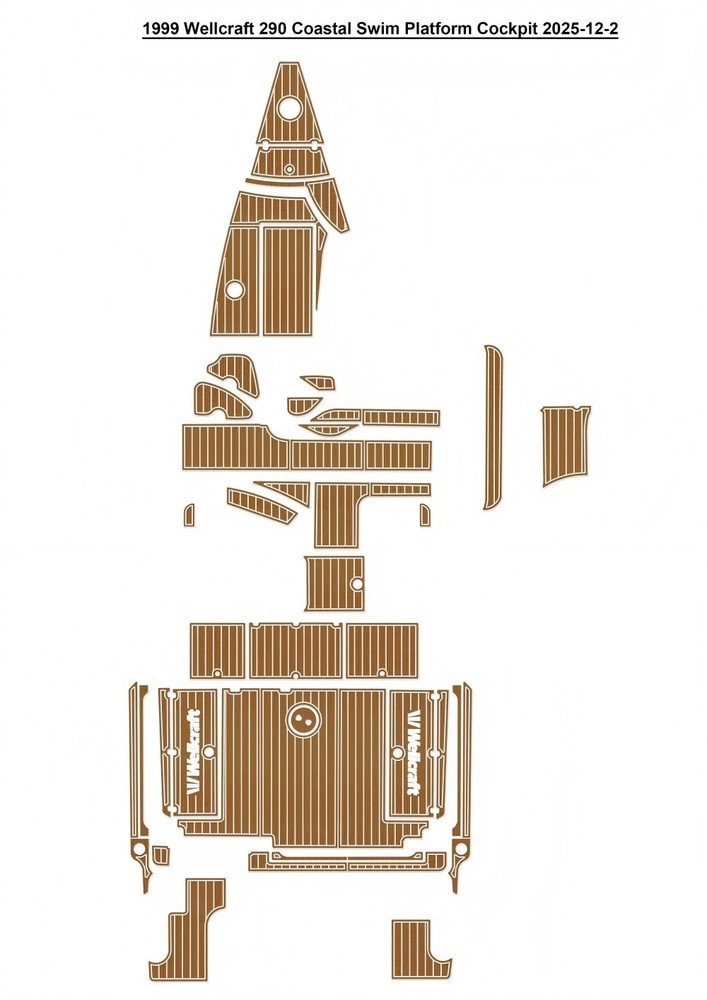 1999 Wellcraft 290 Coastal Swim Platform Cockpit Cabin Boat EVA Foam Teak Floor