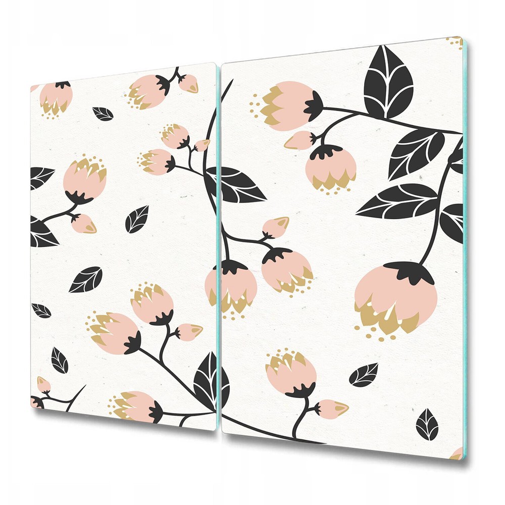 Glass Induction Ceramic Hob Cover Spring Vintage Flowers Floral Watercolour