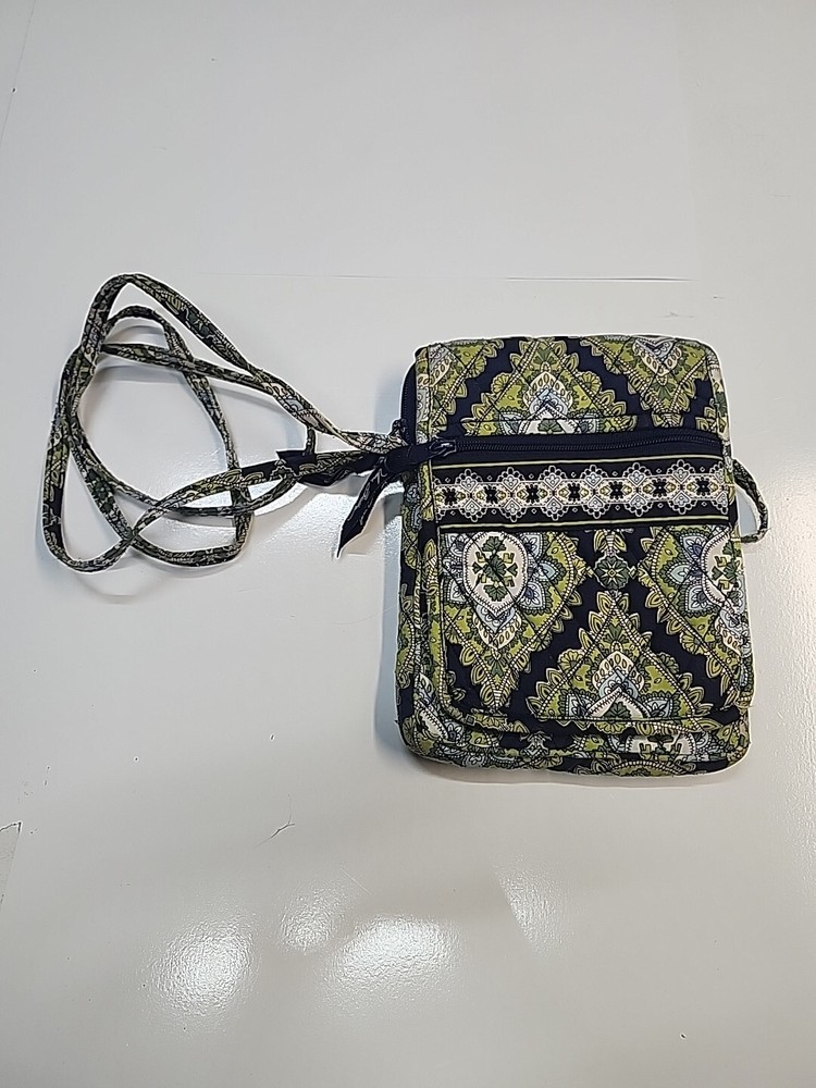 Vera Bradley RETIRED Cambridge Print Crossbody Bag Green Black Blue