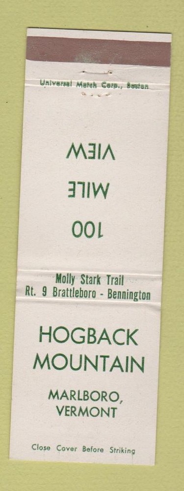 Matchbook Cover - Hogback Mountain Marlboro VT
