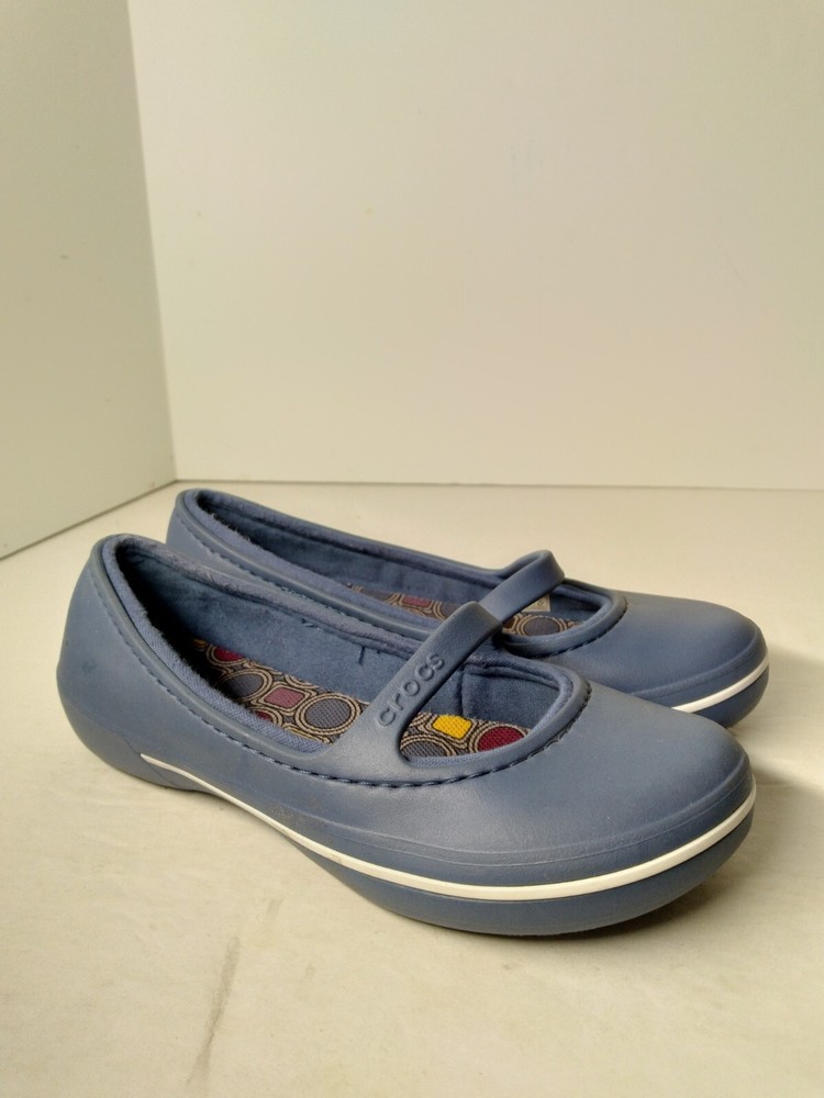 Crocs Crocband Women's Size 6 Blue Mary Jane Slip On Comfort Flats Shoes 11092