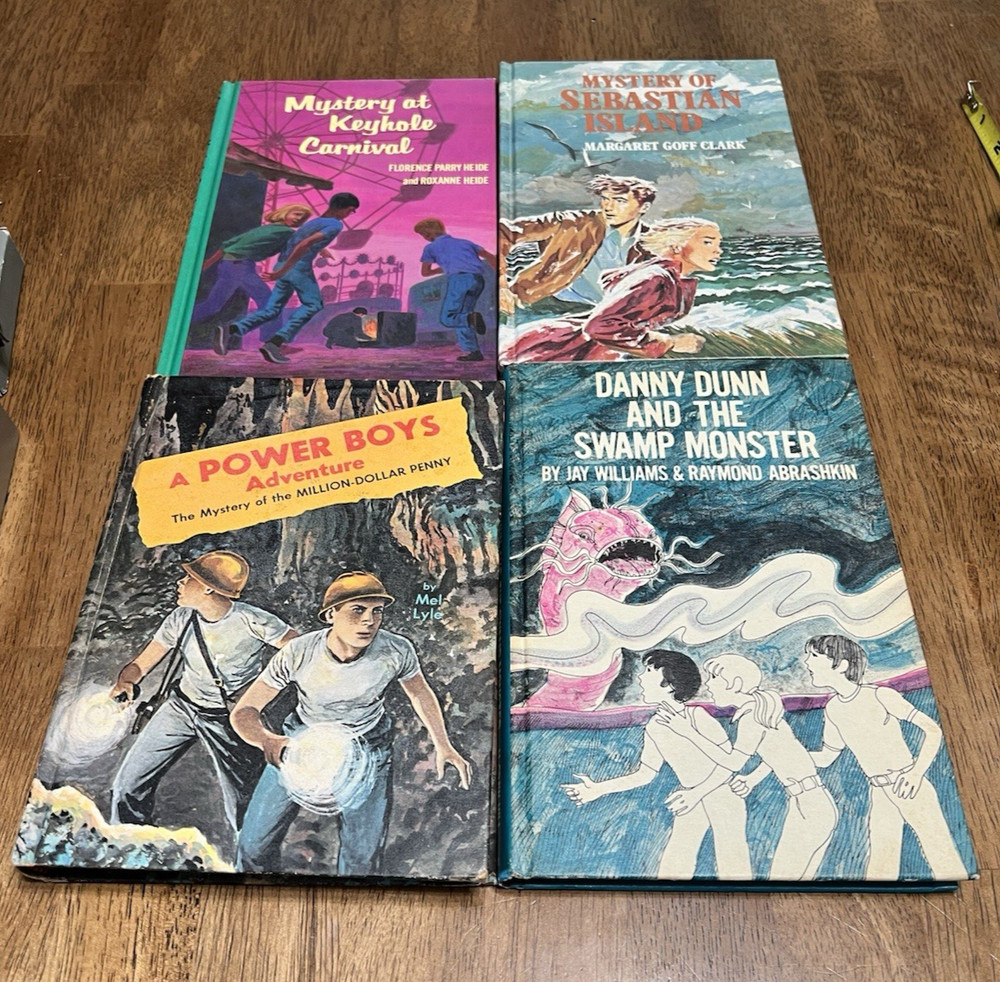 Lot of 4 1960s-1970s Children's Mystery Books 3-Weekly Readers 1-The Power Boys