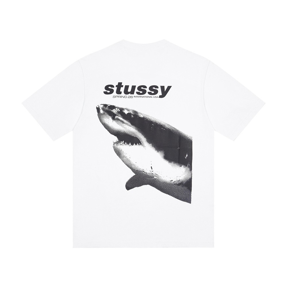 Stussy SS26 SHARK TEE PIGMENT DYED Black / White