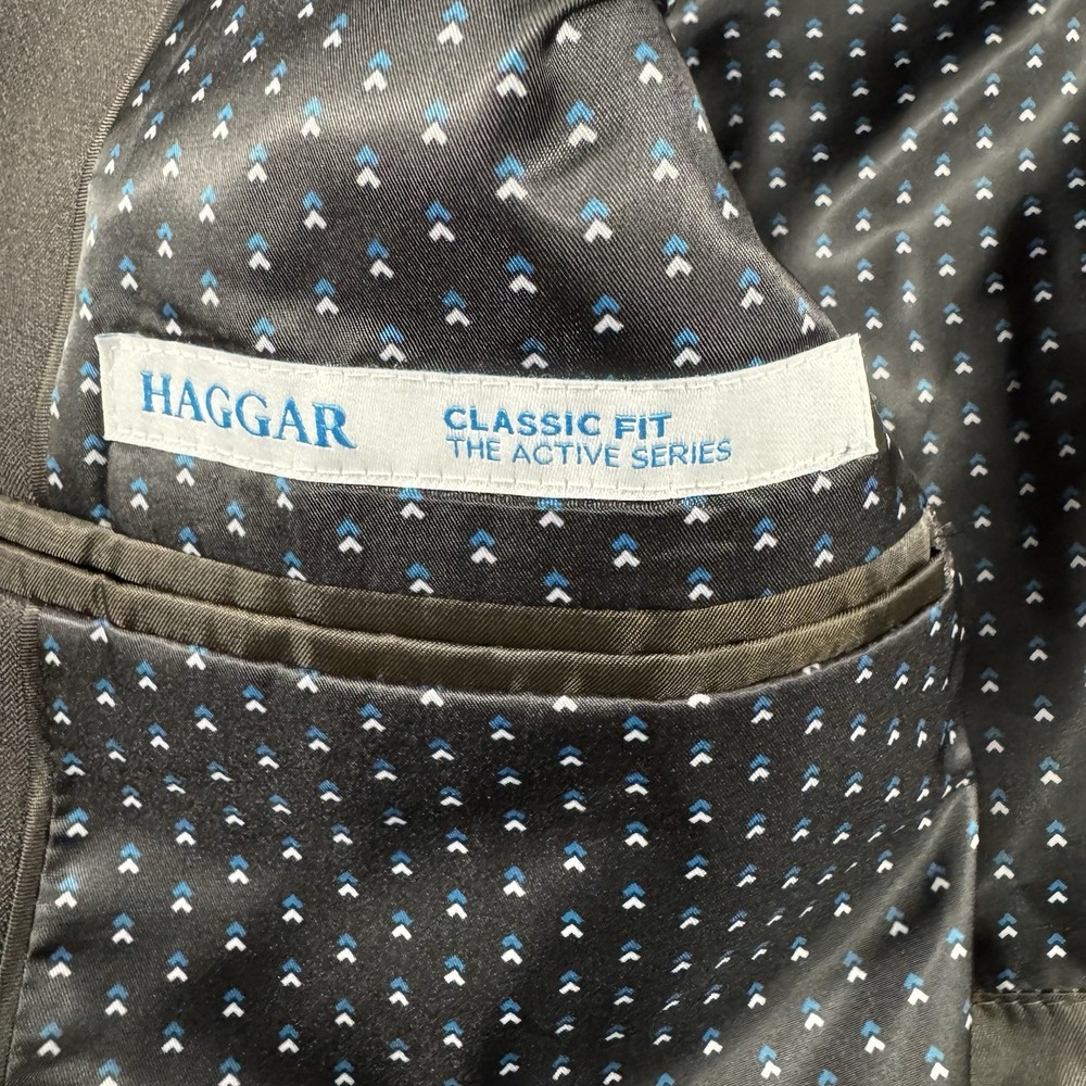 Haggar Blazer Mens 48R Gray The Active Series Tailored Fit 2-Button Stretch