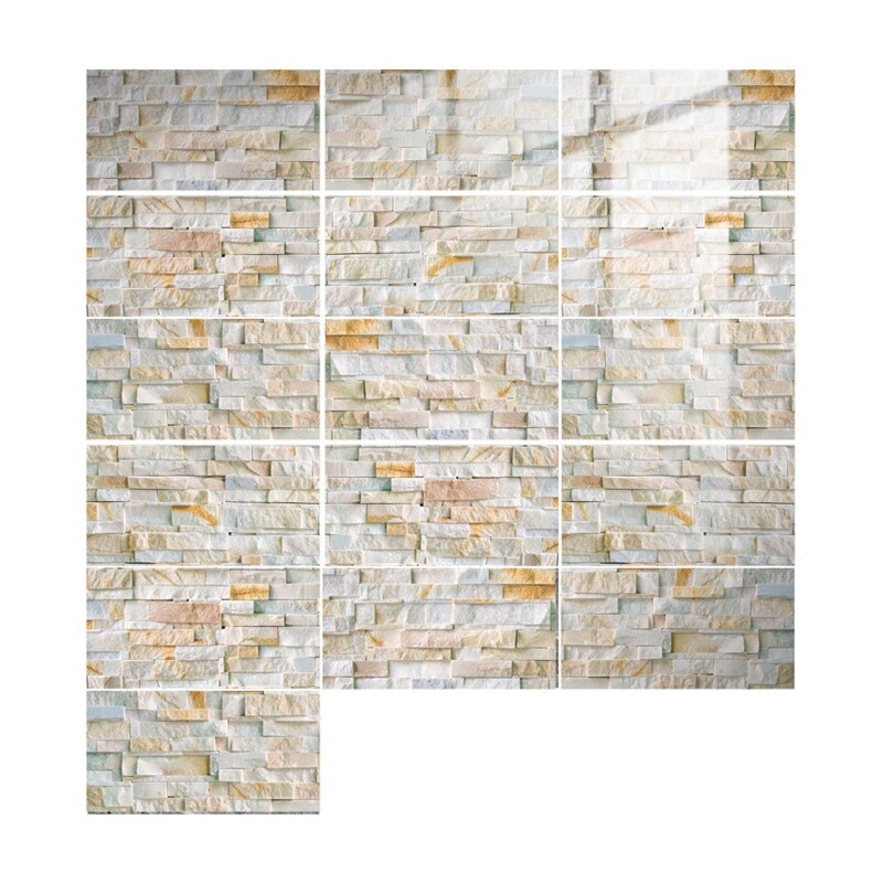 Set of 16 Pieces Marbled Crystal Tile Wall Stickers Room Background Waterproof