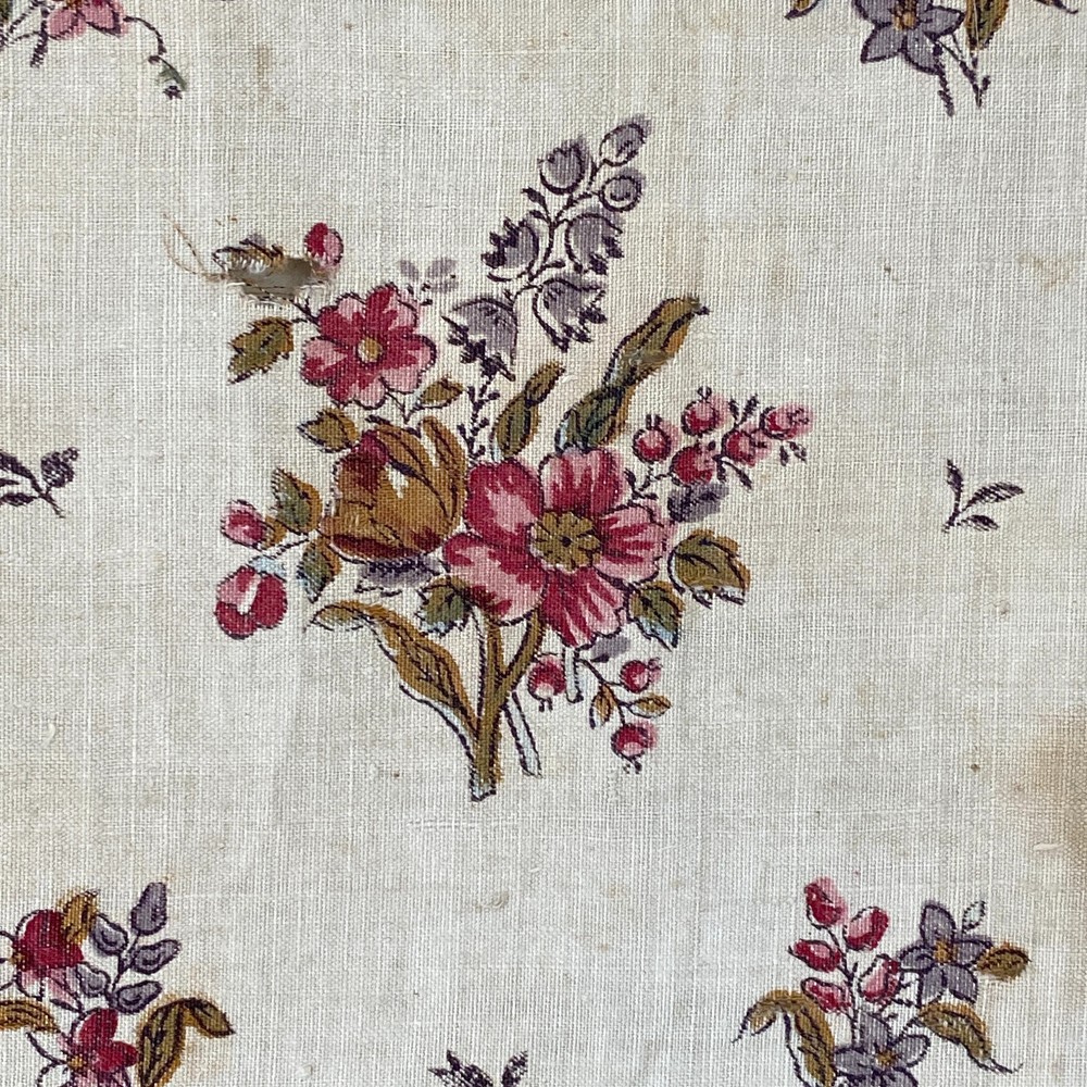18th century Dress fabric floral French material soft hand block printed The Te