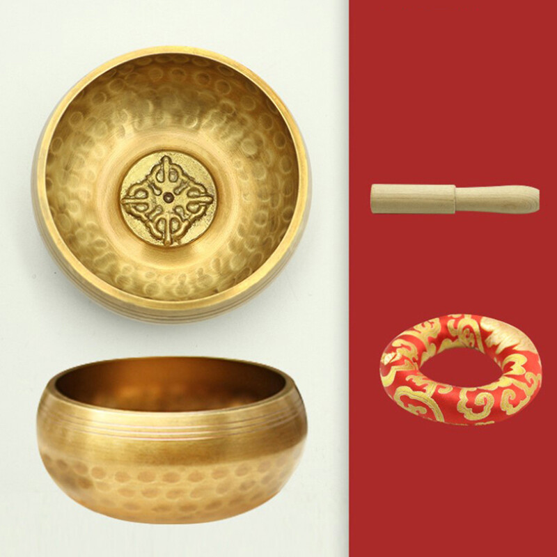 Nepal Tibetan Buddhist Bowl Handmade Singing Bowl Set Cushion Mallet Religia5