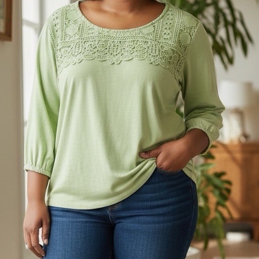 Alison Daley Lime Green Short Sleeve Top Size 2X